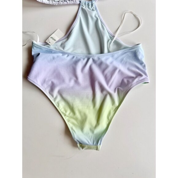 NWT AERIE Lime Fizz Ombre Cut Out One Piece Cheeky Swimsuit, Size M - Picture 11 of 16